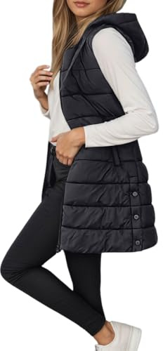 Chaleco Largo para Mujer, sin Mangas Largo plumón Tallas Grandes, Chaleco de plumón Chaqueta de Invierno, Chaqueta de plumóns Chalecos con Capucha Chalecos de
