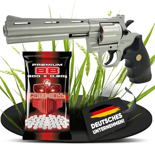 Fritz-Cell Set Airsoft Revolver FC36S Federdruck Softair Waffe 0,5 Joule 6 mm inkl. 500 Premium BB's 0,20g Munition