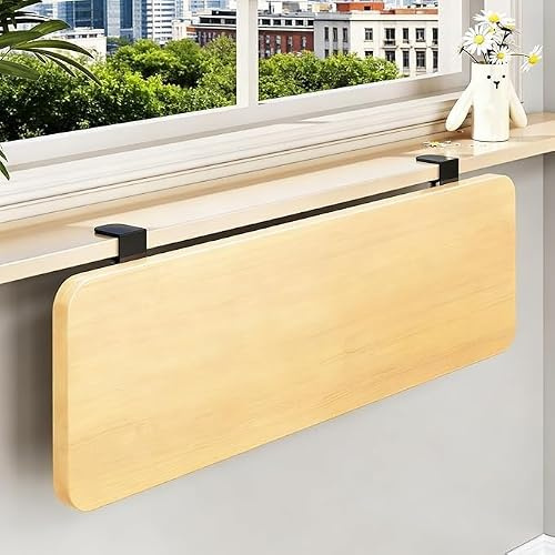 Extension de rebord fenêtre pliable à pince, Table d'extension bureau d'ordinateur sans perceuse, panneau comptoir, étagère amovible for plantes(80x20cm(31 1/2x7 7/8))