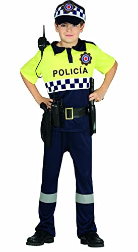 FIESTAS GUIRCA | Disfraz de Policía Local Infantil (5-6/Años) - Incluye Camisa, Cinturón, Gorra y Pantalón - Disfraces de Oficiales para Halloween - Ideal para Niños - Negro y Amarillo