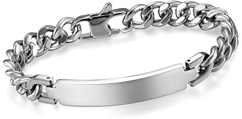 Cupimatch Uomo Braccialetto Bracciale Acciaio Inossidabile Liscio lucidato Argento