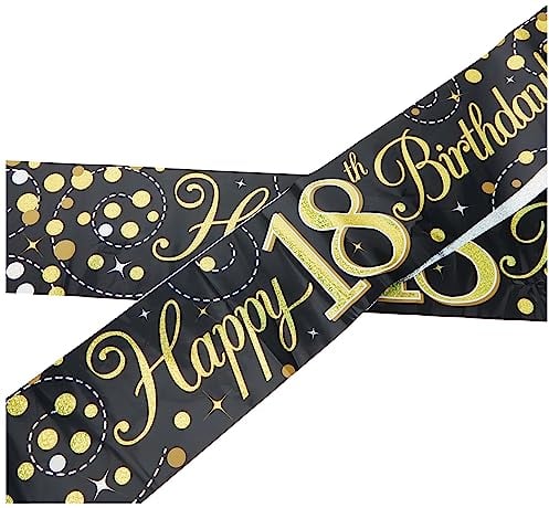 Oaktree UK 9ft Banner Sparkling Fizz 18th Birthday Black & Gold Holographic
