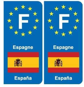 F Europe Espagne Spain autocollant plaque - Angles : arrondis