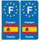 F Europe Espagne Spain autocollant plaque - Angles : arrondis