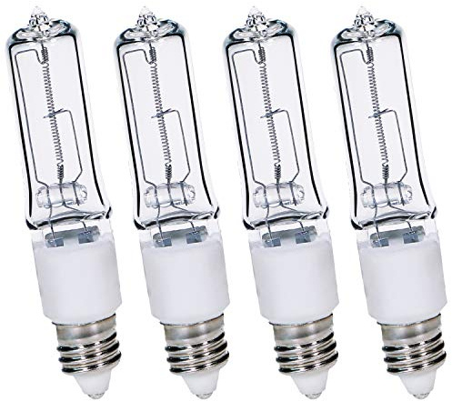 Comyan 4-Pack JDE11 100W Halogen Bulbs, E11 Mini Candelabra Base, Dimmable, 2800K Warm White, for Ceiling Fans, Chandeliers, Accent & Decorative Lighting