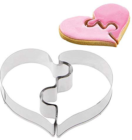 Aeromdale Edelstahl Herz Puzzle Ausstechformen Backform Dekoration Fondant DIY Keksausstecher EIS Silikon Fondantform
