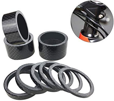 PLATT 10 Pieces Bike Headset Spacer Full Carbon Fiber Bicycle Stem Headset Spacer Fit 1 1/8-Inch Compatible with MTB Bike Road Bikes,Glossy