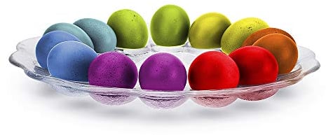 Edwanex Egg Plate for 14 Easter Plates - Diameter 30 cm Glass Serving Plate - Transparent Easter Decoration Tray