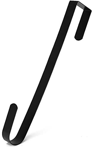 RN'D Over Door Wreath Hook - Thin Metal Overdoor Wreath Holder Seasonal Hanger for Front or Back Door (Black, 15)