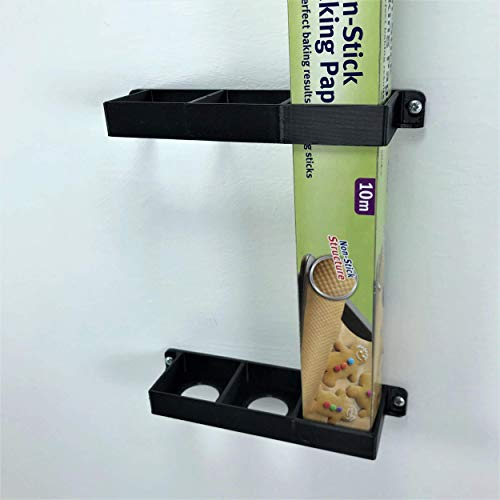 Support de Support de Rangement Vertical en Feuille d'étain/Film étirable/Papier sulfurisé pour Placard de Cuisine Noir