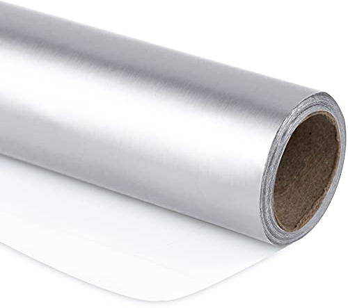 RUSPEPA Silber Metallic Geschenkpapier - Mini Rolle - Einfarbiges Mattes Papier Perfekt Für Hochzeit, Geburtstag, Weihnachten, Babyparty - 44 cm X 10 m