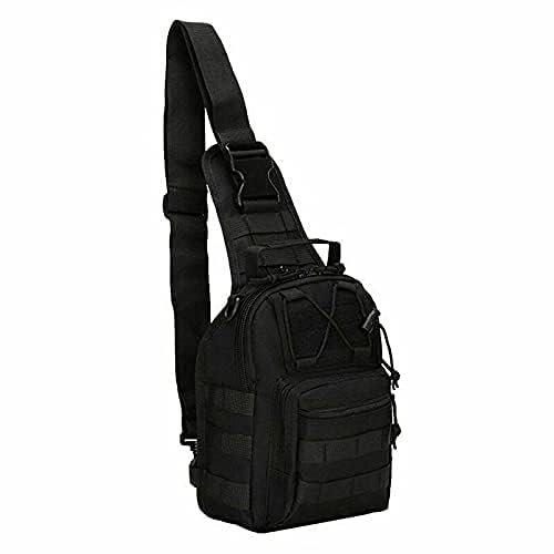 Taktische Brusttasche Rucksack Herren Molle Crossbody Sling Messenger Schultertasche für Outdoor Sport, Wandern, Camping, schwarz