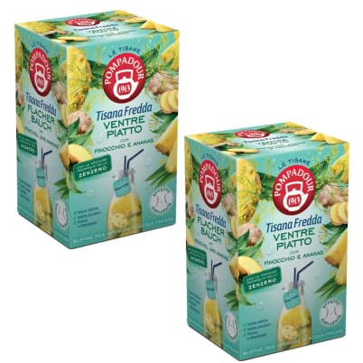Pompadour 1913 | Tisana Fredda Ventre Piatto Finocchio ed Ananas - 2 x 18 Bustine di Tè (90 Gr) | Infuso Freddo Ananas & Finocchio
