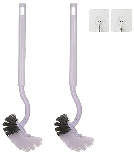 MacroHu 2 Pcs Escobillas WC,Escobilla de Baño de Plástico,Cepillo Inodoro con Mango Largo,Cepillo Limpieza de Baño con Cerdas Fuertes,Kit de Cepillo de Limpieza para Inodoro,Limpieza Profunda (Blanc)