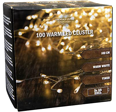 Spetebo LED Büschel Lichterkette - 100 cm - Cluster Silber Leuchtdraht mit Timer - Weihnachts Winter Deko