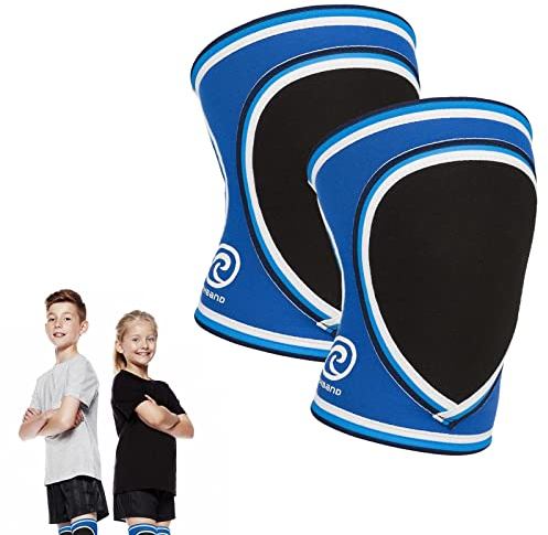 Rehband PRN Knieschoner für Kinder - 3mm Neopren Kniebandage für Jungen & Mädchen, leichte Kinder Knieschoner für Handball, Volleyball und anderen Hallensport - 1 Paar, Farbe:Blau, Größe:S