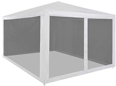 MOONAIRY Gazebo per feste con 4 pareti laterali in rete, gazebo per barbecue, ideale per l'inverno, per barbecue, gazebo da giardino, tenda da magazzino, tenda per auto, 4 x 3 m