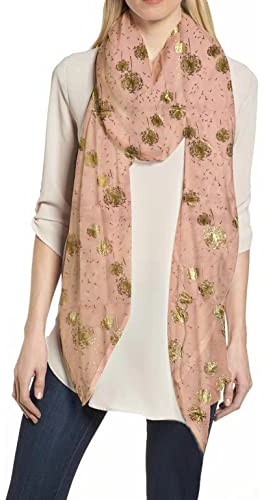 Lina & Lily Damen Schal mit Löwenzahn-Muster Metallic (Hellrosa-Gold)