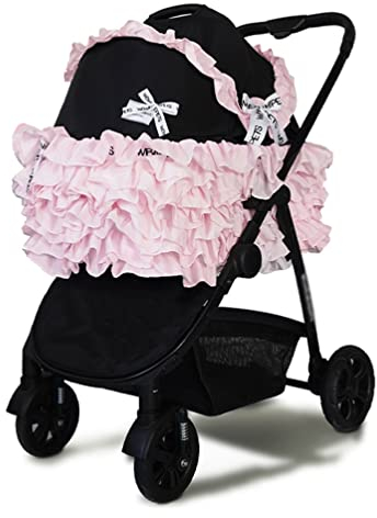 Hundewagen Hundebuggy Tragbarer Katzen-Hundewagen Mit Rosa Rock, Luxus-Haustierwagen Mit Multifunktions-Haustierreisesystem, Leicht Zu Falten
