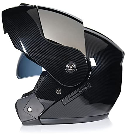 Helme Modularer Unisex Motorradhelm mit Sonnenblende, Vollvisierhelm, Doppel Sonnenblende, Klapphelm für Herren, überdachter Offroad Helm, DOT/ECE-zertifizierung,#3,L