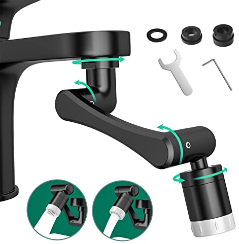 Aérateur De Robinet ROSYNEY, Aérateur De Rallonge Rotatif À 1440 Degrés, Fixation De Robinet Pour Cuisine Et Lavabo Avec, Aérateur De Robinet Économiseur D'eau À Deux Voies, Noir De Cuivre M20/M22/M24