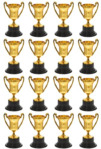 NUOBESTY 16 Pz Oro Premio Mini Coppa del Trofeo Mini Coppa del Mondo Trofeo Piccole Tazze di Plastica Trofeo Tazze di Plastica