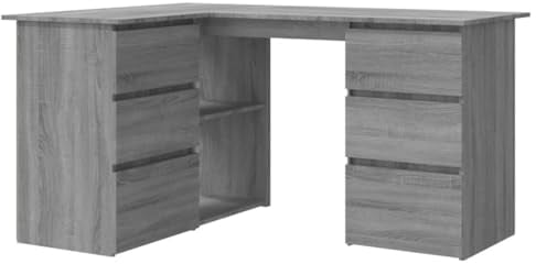 vidaXL Eckschreibtisch Computertisch Schreibtisch Arbeitstisch Bürotisch PC Tisch Laptoptisch Büromöbel Grau Sonoma 145x100x76cm Holzwerkstoff
