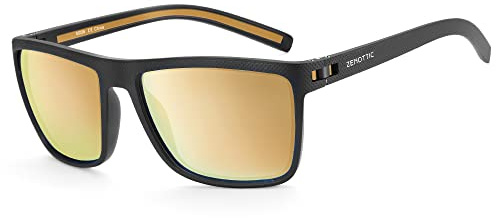 ZENOTTIC Polarised Sunglasses for Men Lightweight Square TR90 Frame UV400 | Only 20g Ultralight TR90 Frame UV400 Polarised Lenses Durable Flexible ideal for Driving & Outdoor.
