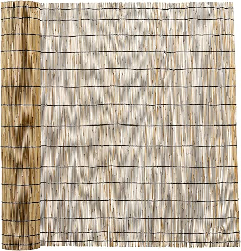 Mininfa Brise-vue en roseau naturel - 90 x 300 cm (H x l) - Tapis en roseau respectueux de l'environnement - Tapis brise-vue pour balcon ou protection contre le vent