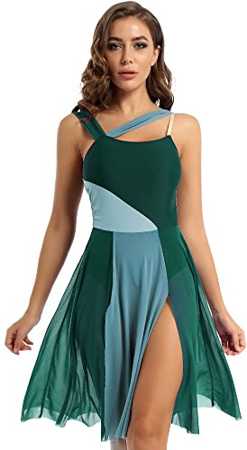 Agoky Vestido de Danza Ballet para Mujer Maillot de Gimnasia Rítmica Sin Mangas Vestido de Danza Lírica Contemporánea Traje de Bailarina Fiesta