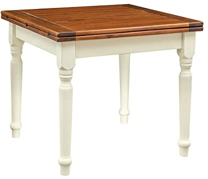 Biscottini Esstisch ausziehbar 90x90 cm | Küchentisch im Landhausstil | Gartentisch ausziehbar
