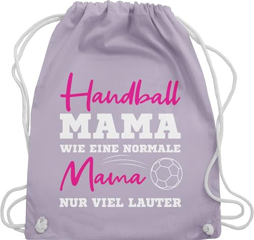 Turnbeutel Rucksack - Taschen - Handball Mama wie eine normale Mama nur viel lauter weiß - Unisize - Pastell Lila - stoffrucksack mommy mutter mom beutel muttertagsgeschenke mutti laut tasche