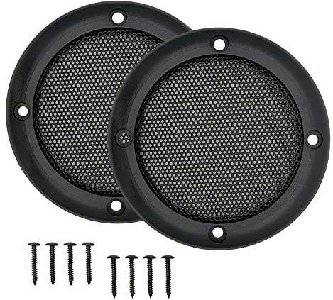 3.5 Speaker Grill Cover, Car Home Speaker Subwoofer Guard Protector, ABS Plastic Frame with Metal Mesh, Black - 2Pcs