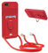 FMPCUON for Apple iPhone 8/7/SE Case with Camera Cover Silicone Card Holder Phone Cover with Adjustable Necklace Strap Cord Lanyard Shockproof Protective Case with Roating Ring Stand red