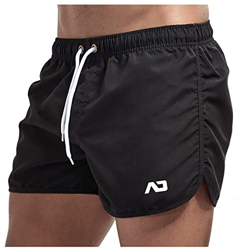SOOUICKER Badehose Herren Kurz Bunt Retro Schwimmhose Boxer Badeshorts Neonfarben Schnelltrocknend Neon Grün