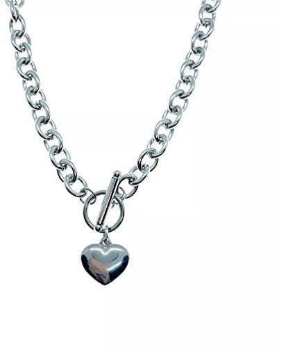 Halskette Anhänger Herzförmige geometrische unregelmäßige Hip-Hop-Langketten-Punk-Trash-Halskette aus Metall für Männer und Frauen Geburtstag Hochzeit Weihnachts Geschenke für Frauen