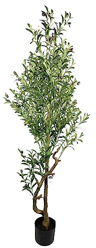 Leaf Design UK Artificial Black Plastic Pot, 160cm Olive Tree