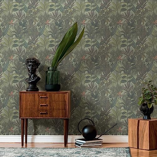 A.S. Création Vliestapete Dschungel Grün - Tapete Wohnzimmer Schlafzimmer 394331 - Vliestapete Dschungel - 10,05 m x 0,53 m für 5,33m² - Made in Germany