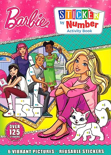 Barbie Sticker nach Zahlen Aktivitäten-Puzzlebuch für Kinder mit über 125 wiederverwendbaren Aufklebern