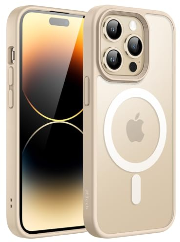 JETech Magnetic Case for iPhone 14 Pro Max 6.7-Inch Compatible with MagSafe, Translucent Matte Back Slim Shockproof Phone Cover (Light Gold)