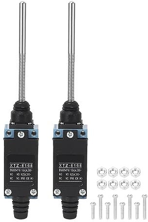 Limit Switch, 2Pcs Momentary Limit Switches Flexible Coil Spring Rod Travel Switch for CNC Mill Laser Plasma Router 3D Printer 250V 380V