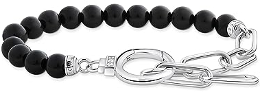 THOMAS SABO 2 Armband aus Onyx-Beads und Ankerelementen mit weißen Steinen Silber 925 Sterlingsilber A2134-027-11