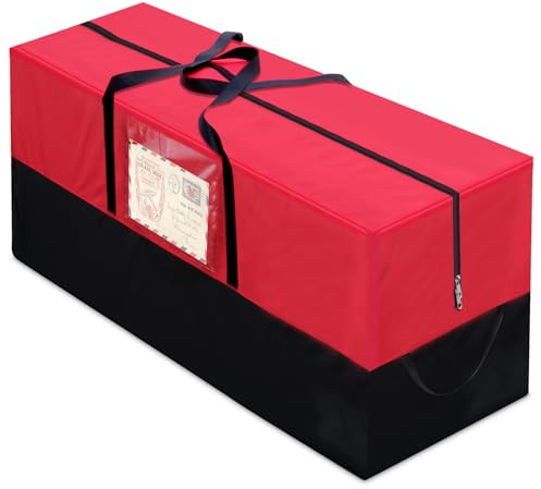 Tannenbaumhülle Weihnachtsbaumhülle, Tannenbaumtasche Weihnachtsbaumtasche, Aufbewahrung Weihnachtsbaum, Tannenbaum Aufbewahrung Tasche - Rotschwarz(172 x 50 x 76 cm)