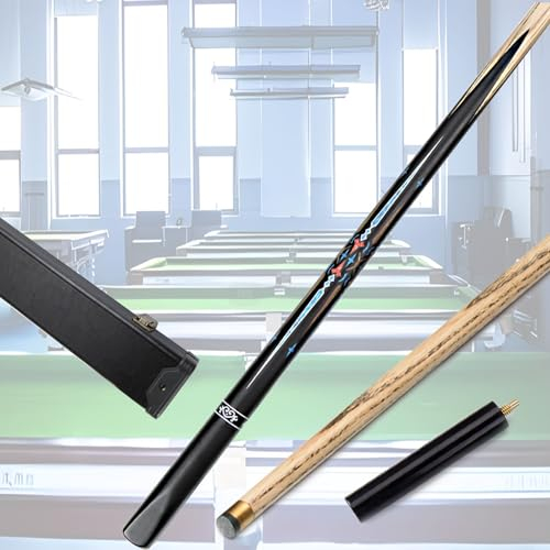 Snooker-Queues 3/4-teilig mit Koffer, Snooker- und Pool-Queues für Erwachsene mit Koffer, integrierte durchgehende Stangenstruktur, 10-mm-Billardqueue mit mittlerem Kopf, schwarzer Acht-Snooker-Neun