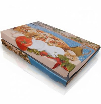 Pizzakartons 40 × 60 × 5 cm – 100 Stück, weiß mit Neutraldruck | XL-Kraftkarton, fettresistent, kompostierbar, weiß mit Neutraldruck, 100 Stück