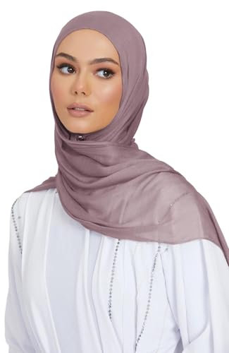 Hamishkane® Premium Hijab Schal für Damen, Baumwoll-Jersey, Hijab zum Gebet, islamische Kleidung, einfarbig, weich, muslimisches Kopftuch für Frauen, rose pink, Einheitsgröße