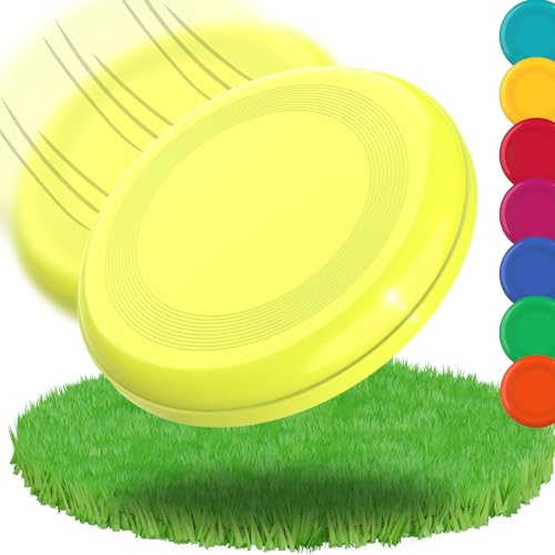 Frisbee Scheibe 'Space Flyer' Ø 22 cm - Wurfscheibe perfekt für Kinder, Erwachsene oder als Hundefrisbee - Vielseitiges Outdoor Spielzeug für Garten, Strand & Wasser, Farbe:Lemon