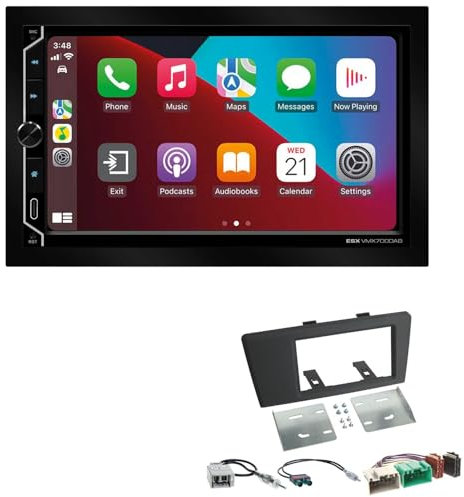 ESX VMX700DAB 2-DIN Autoradio kompatibel mit Wireless Apple CarPlay Android Auto Bluetooth DAB+ passend für Volvo V70 II 2000-2003 schwarz 2000-2003