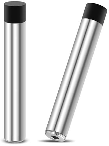 2 Pack Door Stoppers, 95mm Long Door Stops, Stainless Steel, Wall Mounted Doorstop with Rubber Buffer, Metal Door Stopper for Skirtings, Indoor Outdoor Wall Protector, Silver