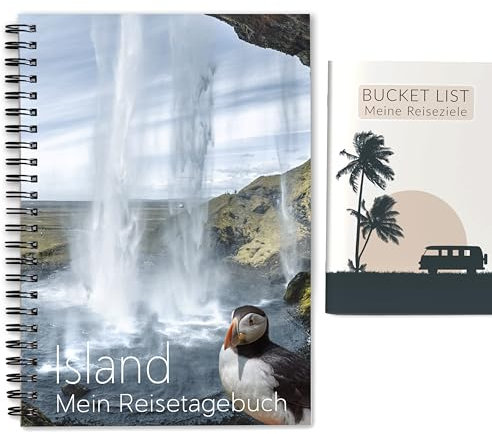 Island Reisetagebuch zum Ausfüllen | interaktiver Reiseplaner für 3 Wochen | Journeybook Reisenotizbuch Tagebuch Island Geschenk für Camping Roadtrip oder Kreuzfahrt | Ringbuch DIN A5 | Calmondo